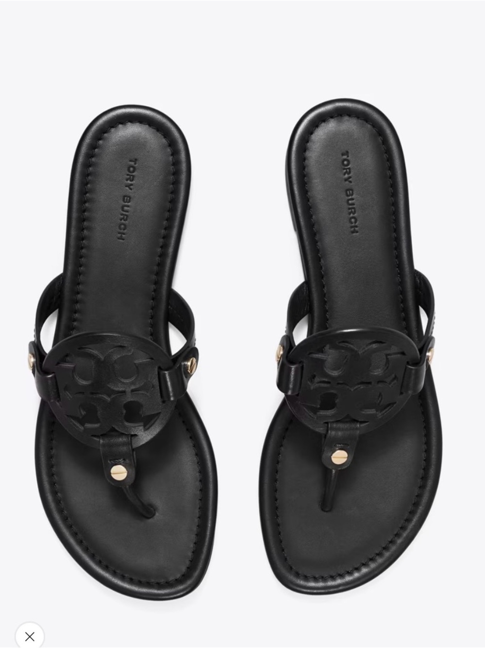 Tory Burch Miller matte black sandals gold hardware size 8